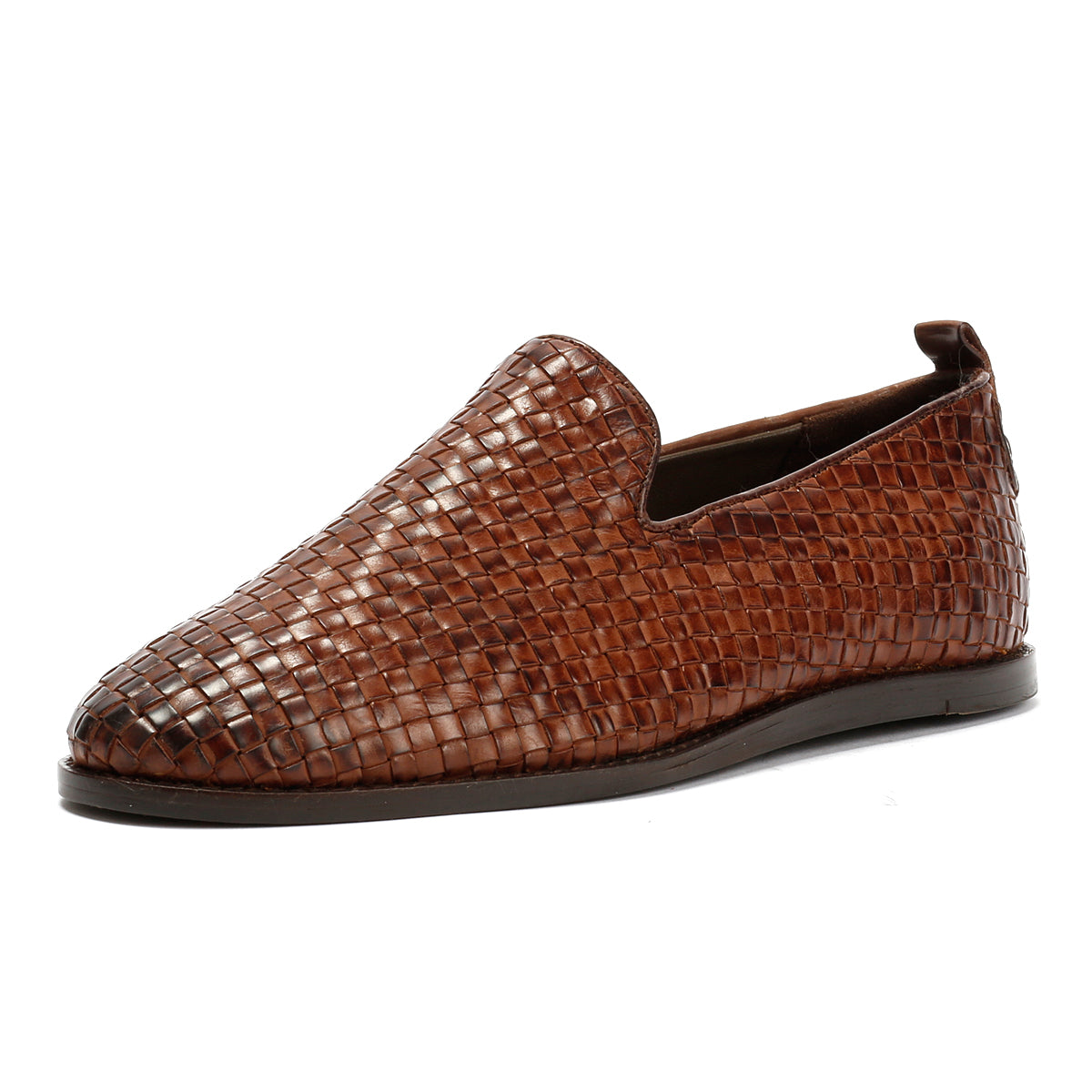 IPANEMA MENS BROWN LEATHER WEAVE SLIP ON