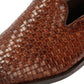 IPANEMA MENS BROWN LEATHER WEAVE SLIP ON