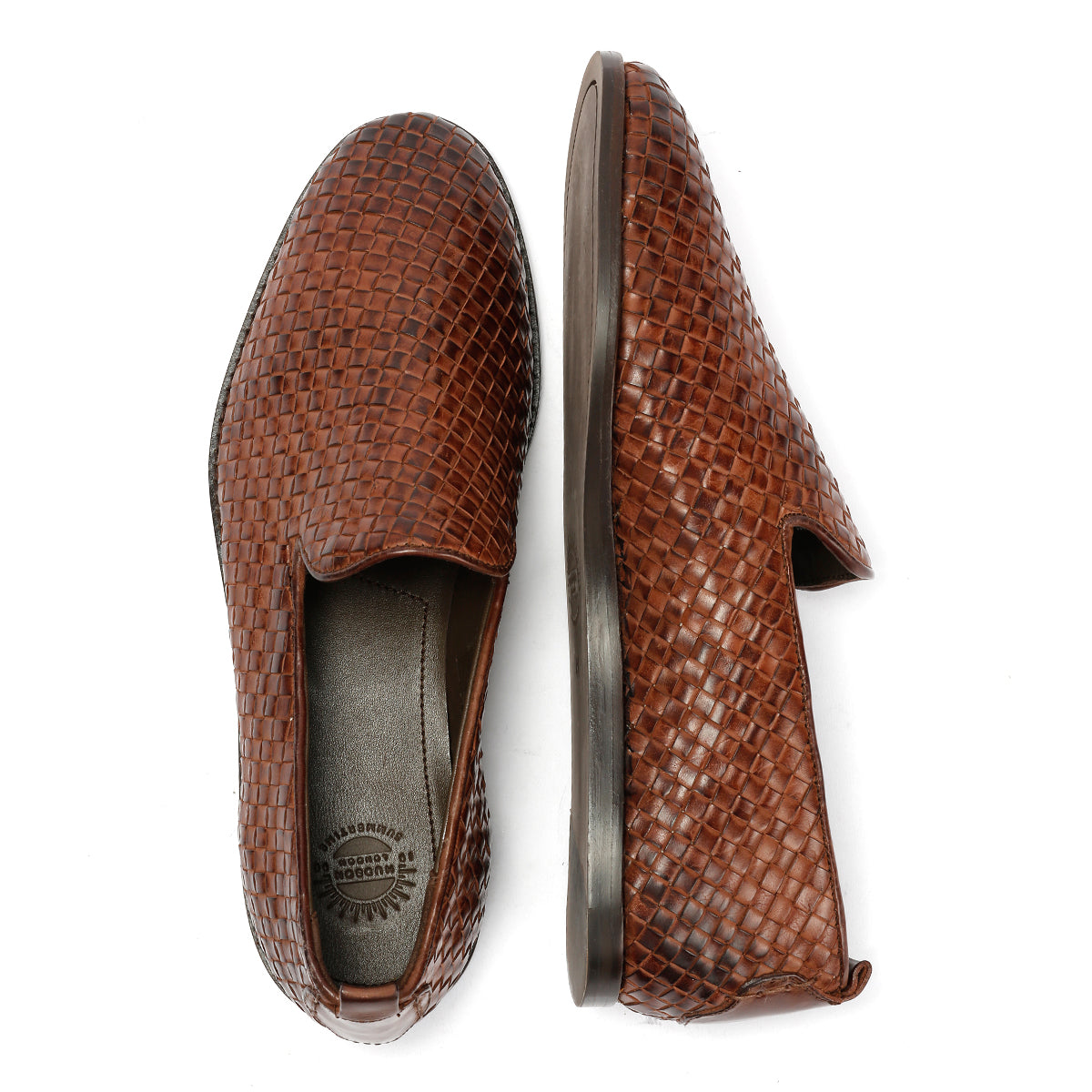 IPANEMA MENS BROWN LEATHER WEAVE SLIP ON