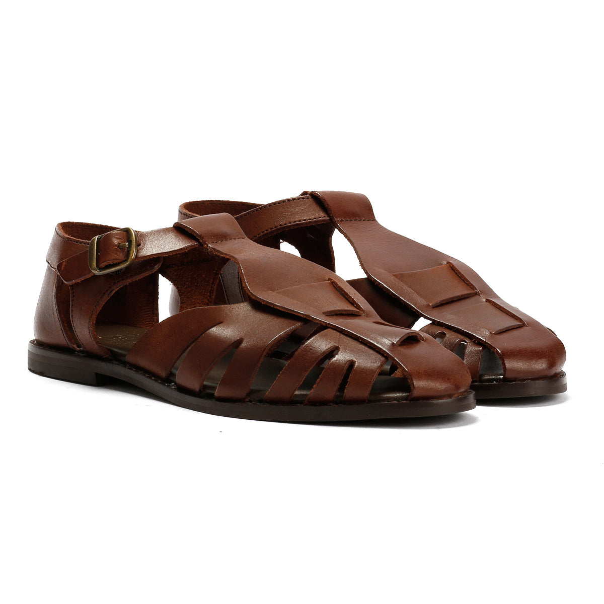 NOVA WOMENS BROWN VEG TANNED  LEATHER SANDAL