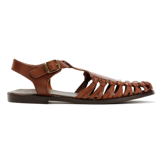 LUNA WOMENS BROWN LEATHER SANDAL