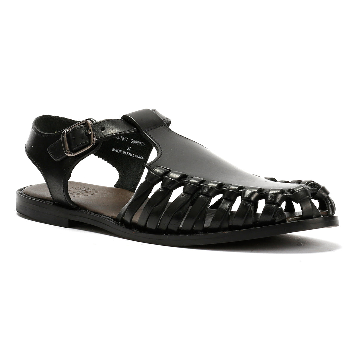 LUNA WOMENS BLACK LEATHER SANDAL