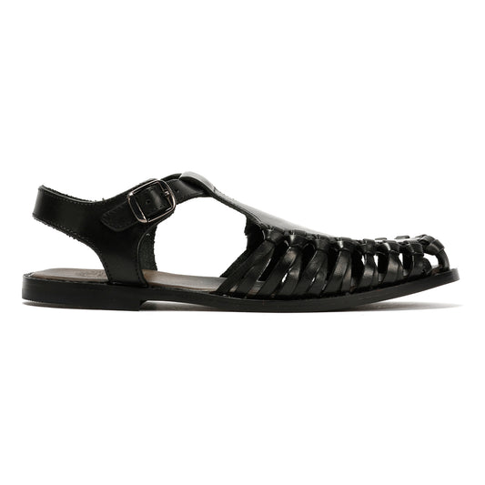 LUNA WOMENS BLACK LEATHER SANDAL