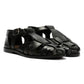 NOVA WOMENS BLACK VEG TANNED  LEATHER SANDAL