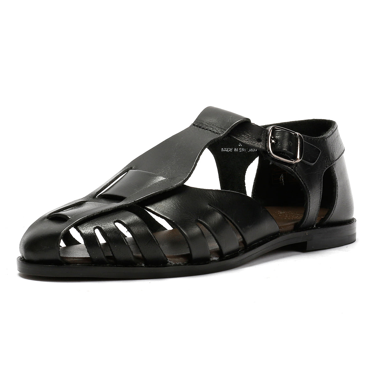 NOVA WOMENS BLACK VEG TANNED  LEATHER SANDAL