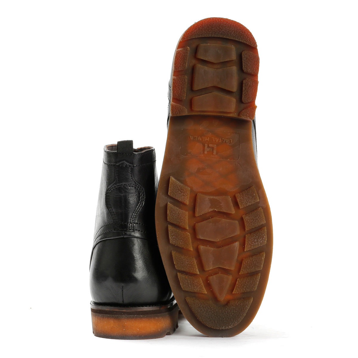 LONDON MENS BLACK TUMBLED LEATHER CAP BOOTS