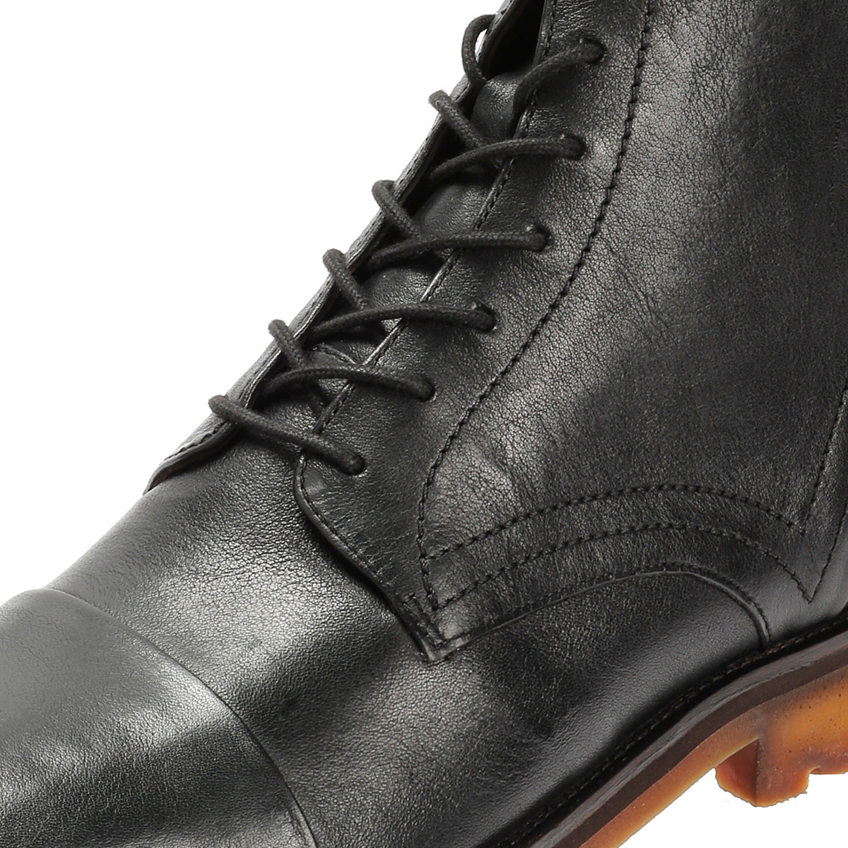 LONDON MENS BLACK TUMBLED LEATHER CAP BOOTS