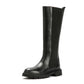 CORA WOMENS BLACK WAXY LEATHER HIGH BOOTS