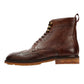 TRUMAN MENS BROWN TUMBLED LEATHER BROGUE BOOTS