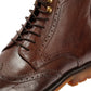 TRUMAN MENS BROWN TUMBLED LEATHER BROGUE BOOTS