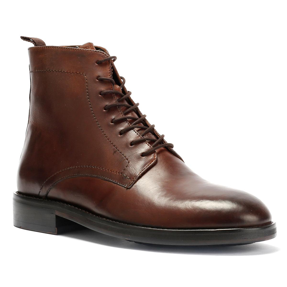ODIN MENS BROWN WAXY LEATHER DERBY BOOTS