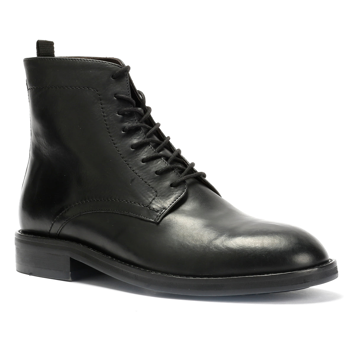 ODIN MENS BLACK WAXY LEATHER DERBY BOOTS