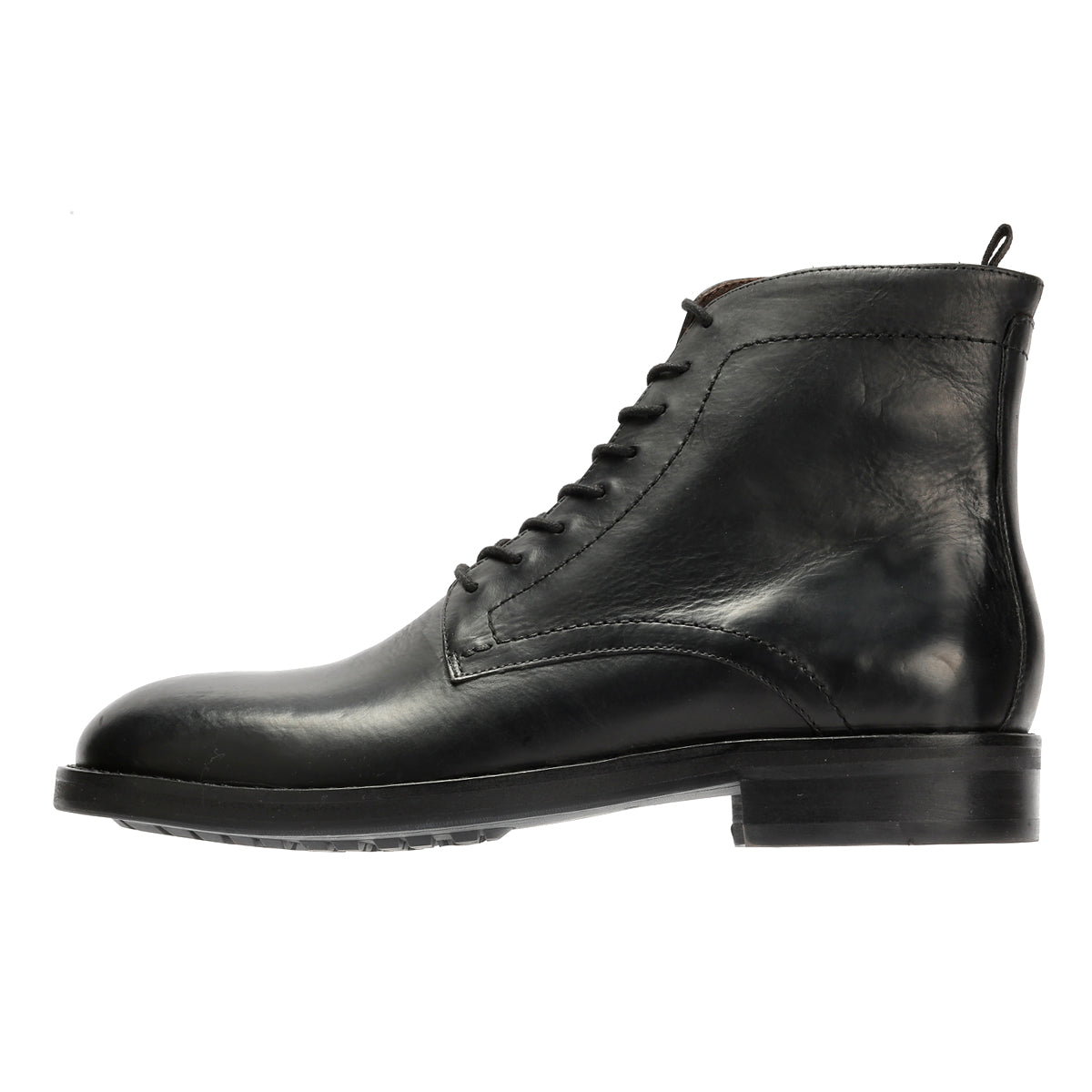 ODIN MENS BLACK WAXY LEATHER DERBY BOOTS