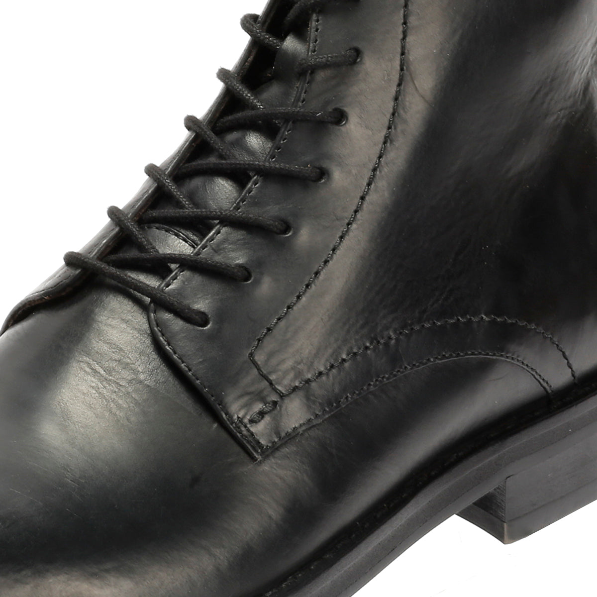 ODIN MENS BLACK WAXY LEATHER DERBY BOOTS