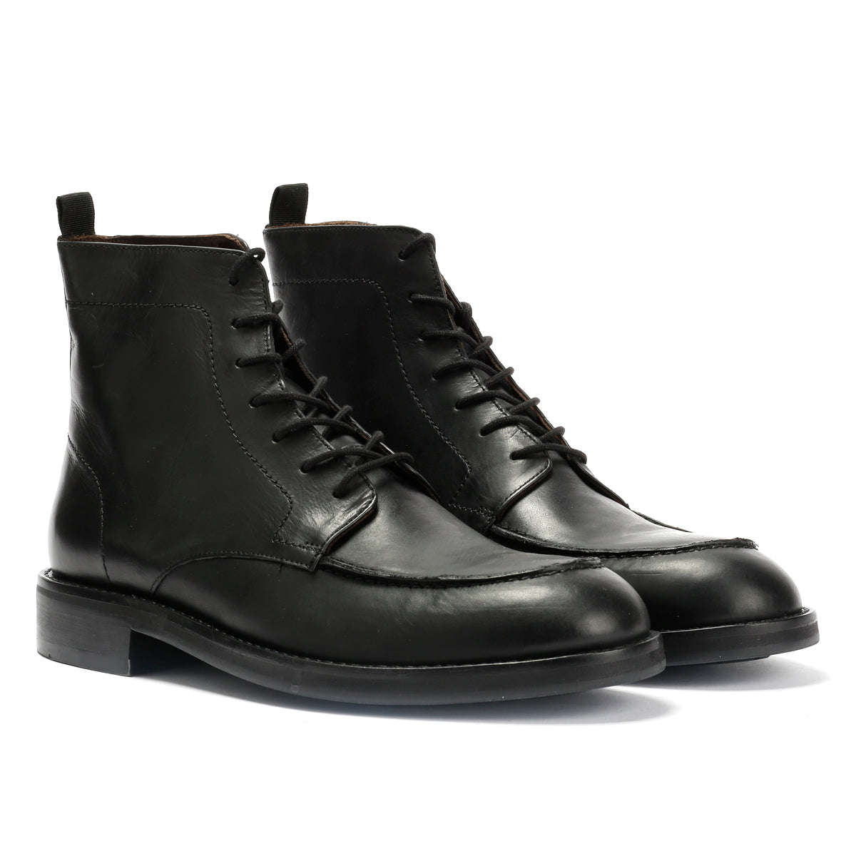 PAYTON 2 MENS BLACK WAXY LEATHER APRON BOOTS