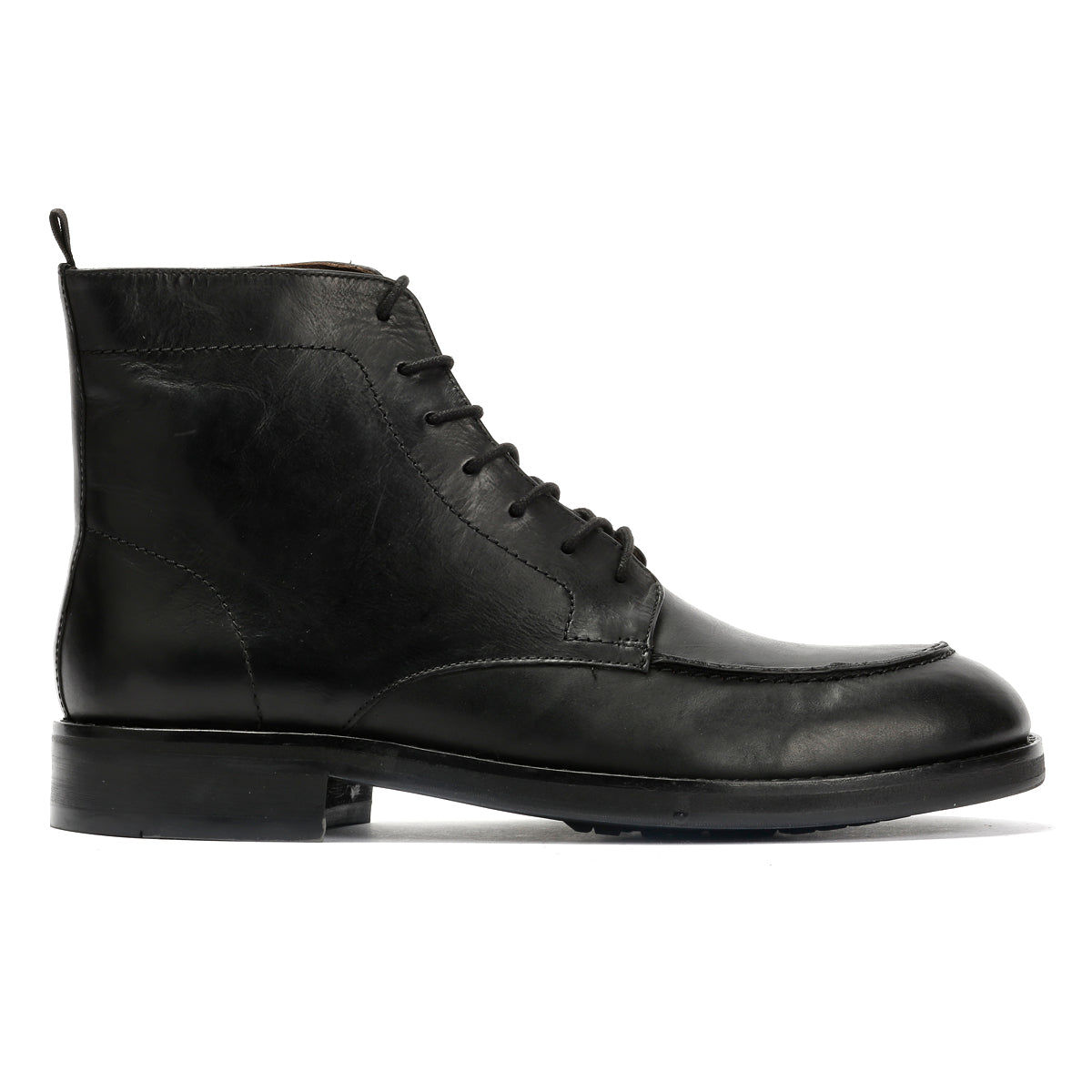 PAYTON 2 MENS BLACK WAXY LEATHER APRON BOOTS