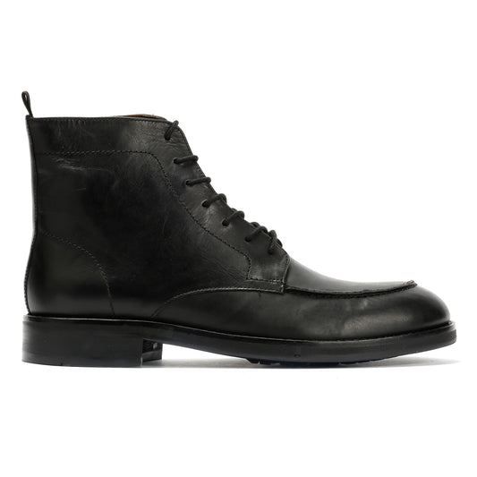 PAYTON 2 MENS BLACK WAXY LEATHER APRON BOOTS