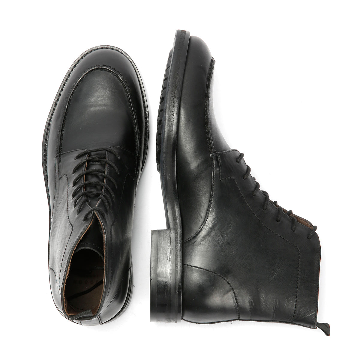 PAYTON 2 MENS BLACK WAXY LEATHER APRON BOOTS
