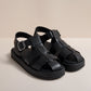 NAOMI WOMENS  BLACK LEATHER SANDA