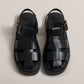 NAOMI WOMENS  BLACK LEATHER SANDA