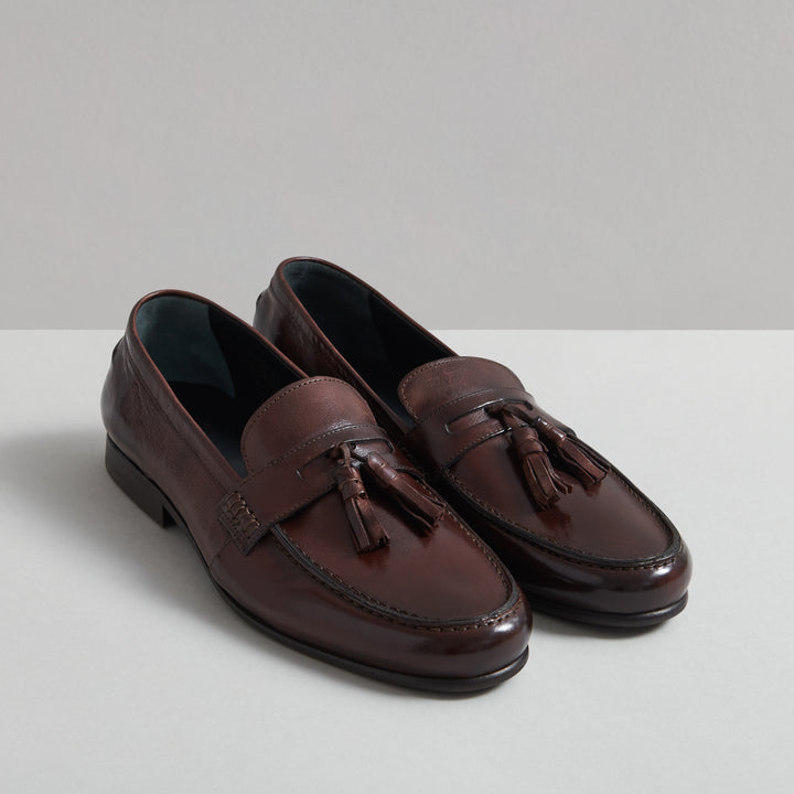 CARTER PLATFORM 75 MM LOAFER IN CHOCOLATE BROWN LAMBSKIN