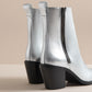 REY WOMENS SILVER METALLIC ZIP BOOT