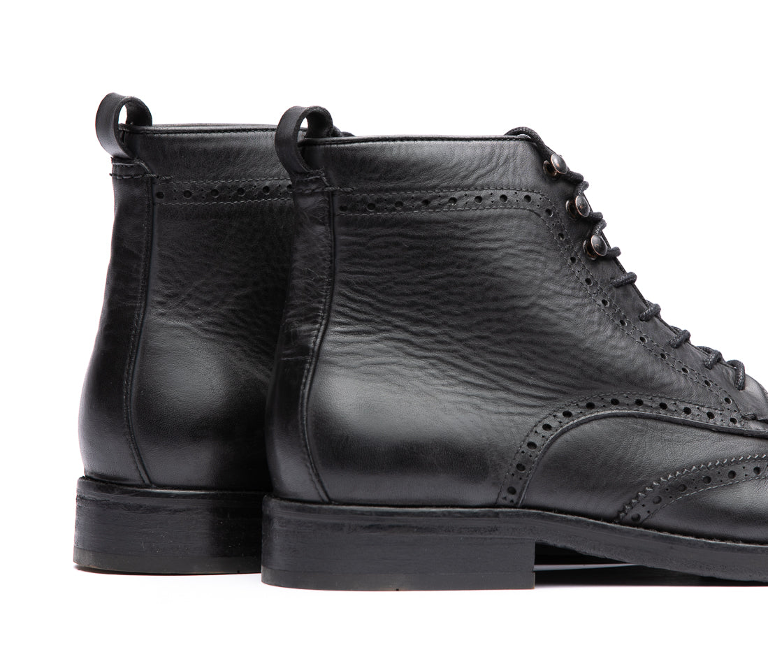 SHERWOOD BLACK DRUM DYE BROGUE BOOT