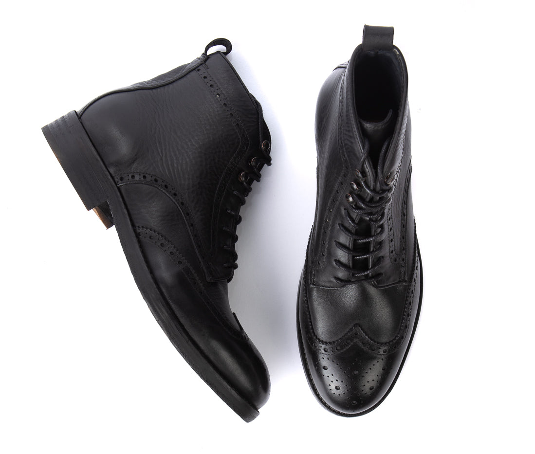 SHERWOOD BLACK DRUM DYE BROGUE BOOT