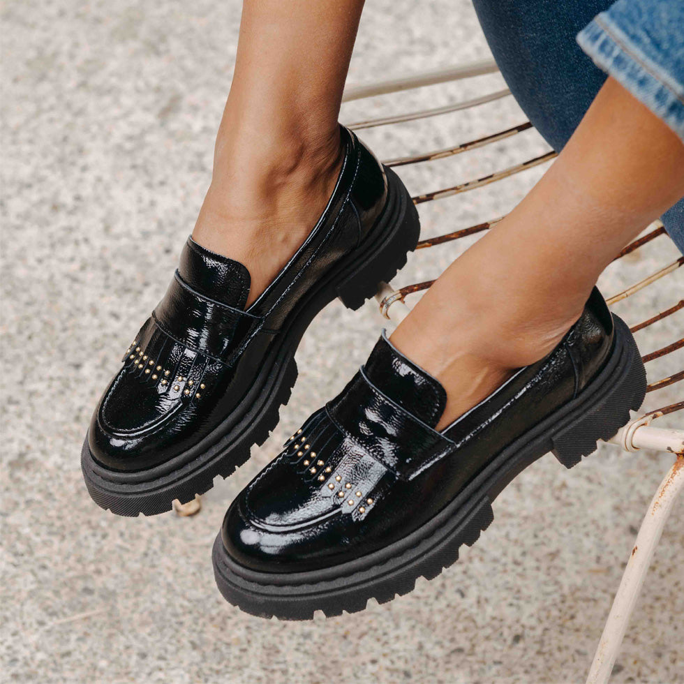 Black platform hot sale loafers