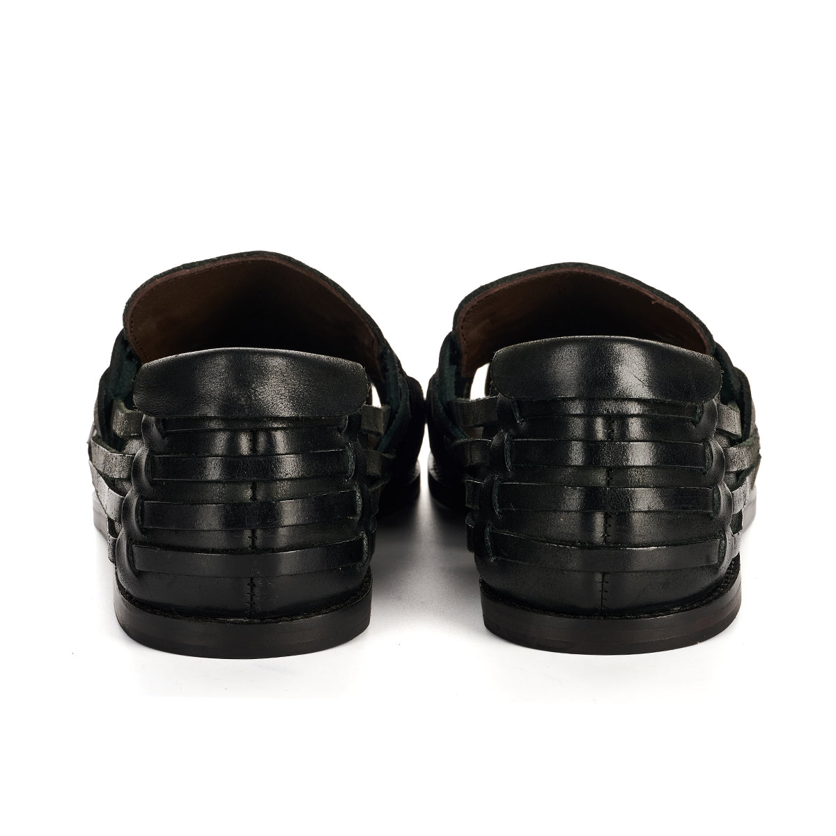 FORNELL MENS BLACK LEATHER WEAVE SANDALS