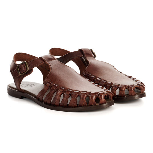LUNA WOMENS BROWN LEATHER SANDAL