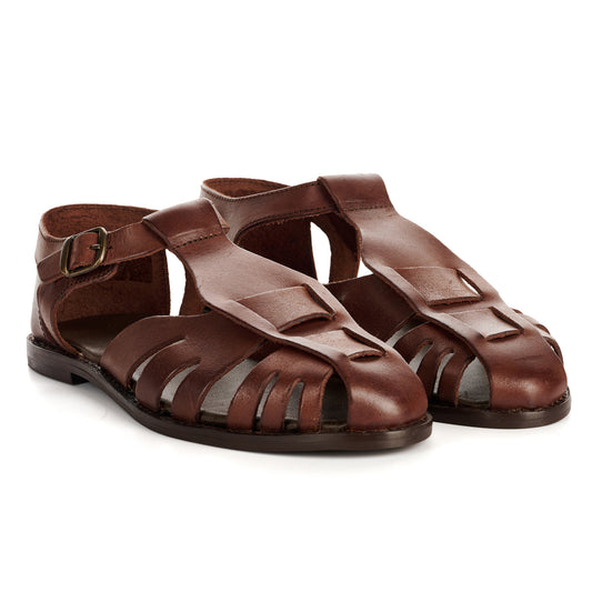 NOVA WOMENS BROWN VEG TANNED  LEATHER SANDAL