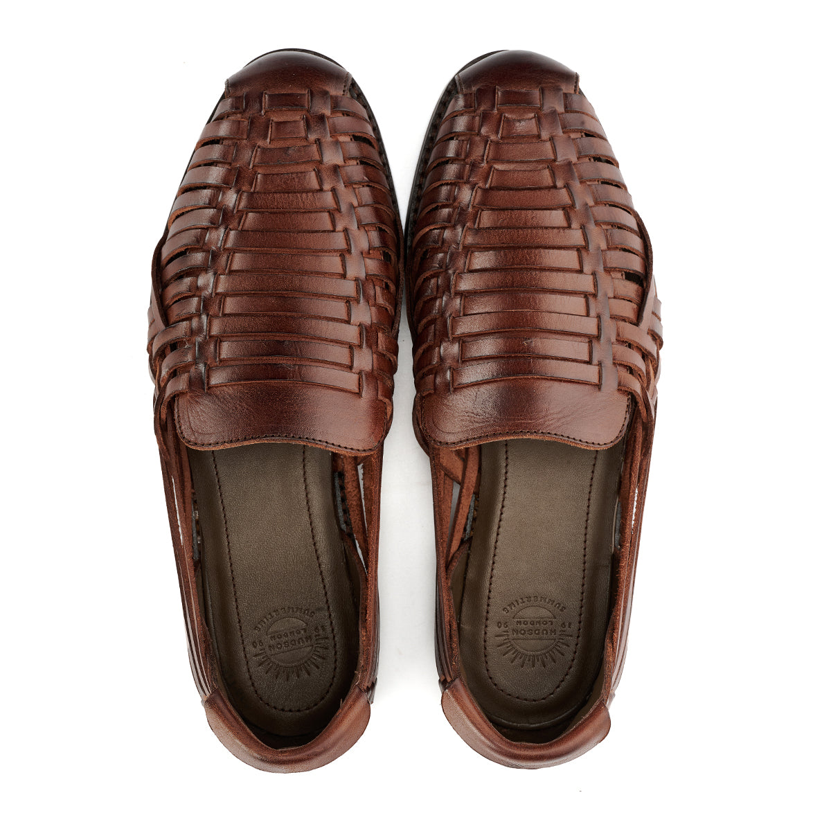 FORNELL MENS BROWN LEATHER WEAVE SANDALS